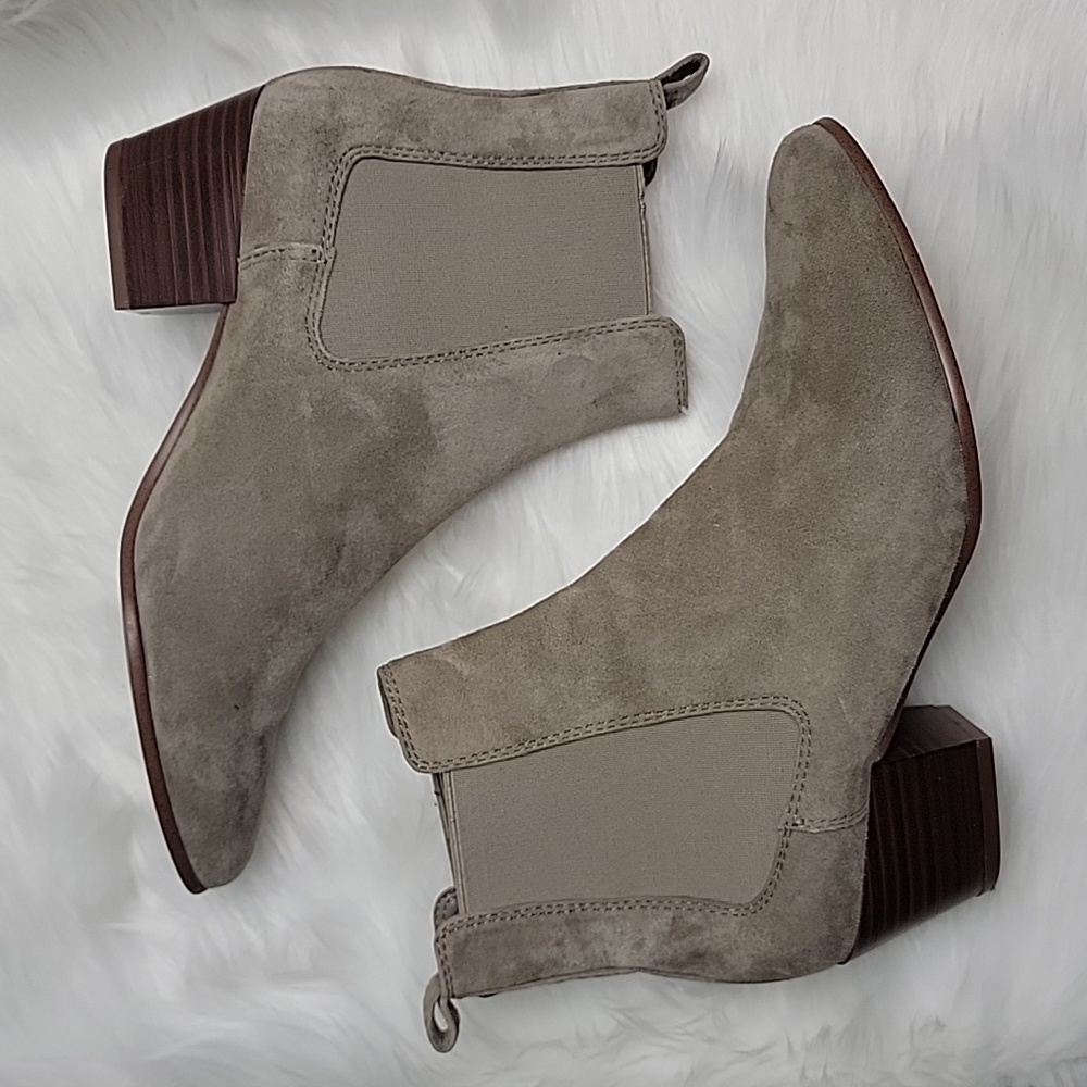 SAM EDELMAN Reesa Taupe Suede Western Boho Preppy Chelsea Slip On‎ Ankle Boots 6